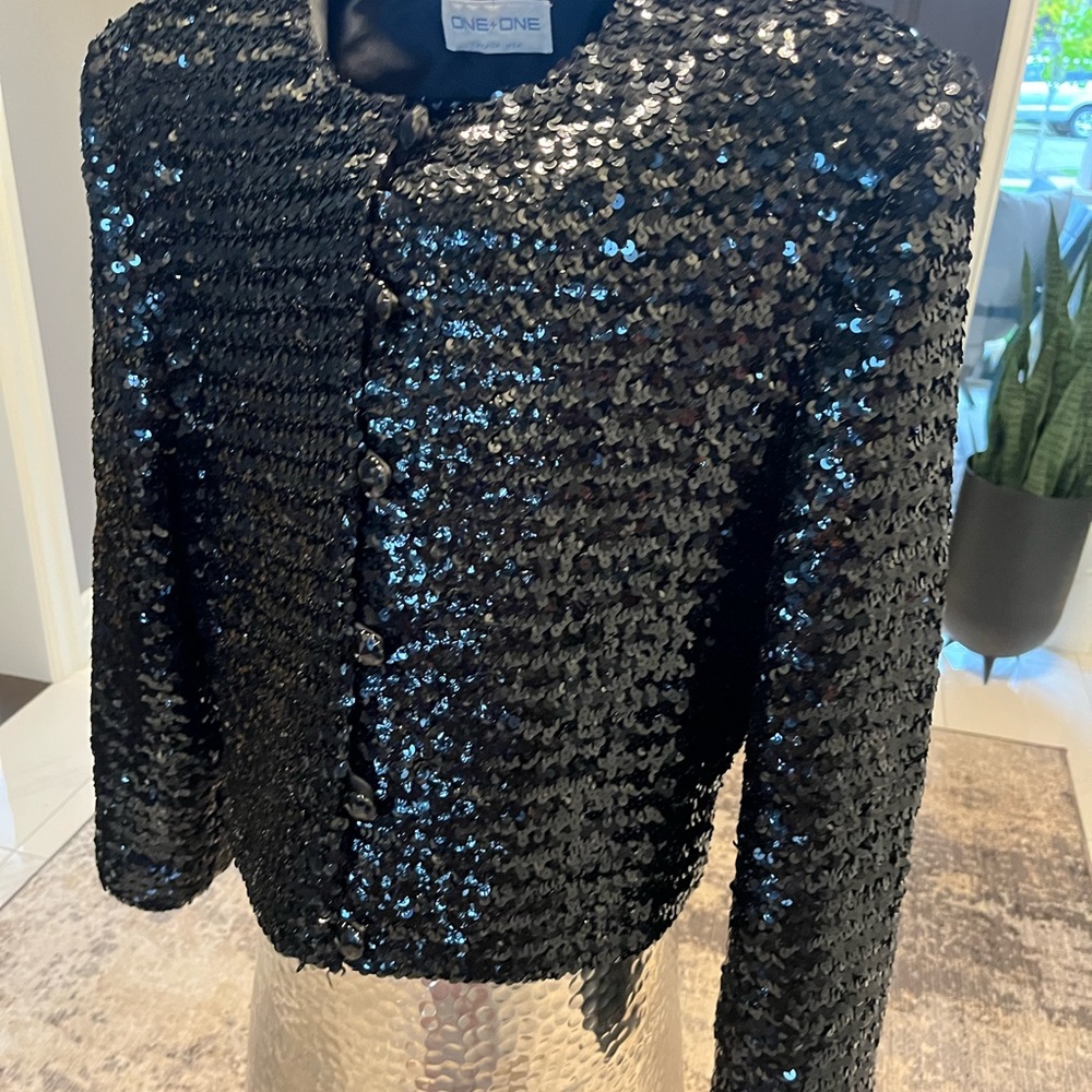COPY - 1+1 size 10 vintage, sparkling, sequin, disco, dinner, jacket, gala even… - Picture 3 of 17